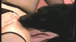 She greedily sucks her dog.